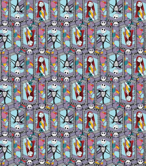 Disney® Nightmare Before Christmas Jack & Sally Stained Glass Fleece Fabric